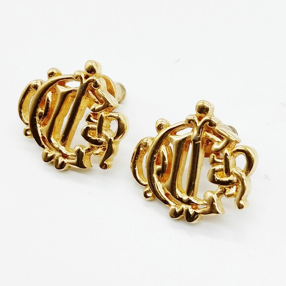 Christian Dior Pierced Earring Gold #181542C19B - Picture 1 of 11